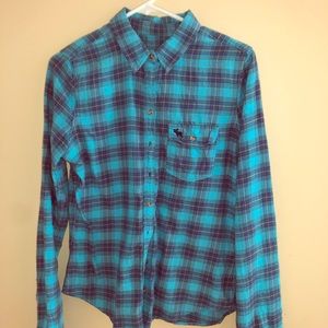 Abercrombie & Fitch Ladies Blue Plaid Flannel